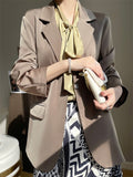 Women's Drape Satin Solid Color Long Sleeve Suit Jacket