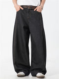 Men's Casual Retro Solid Color Scimitar Wide Leg Jeans