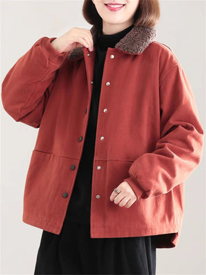 Casual Fleece Thickened Lapel Jackets for Women