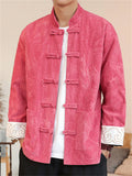 ‌ Men's Vintage Chinese Style Loong Print Corduroy TangSuit Jackets