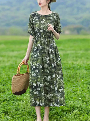 Women's Summer Classy Literary Lace-up Floral Dresses