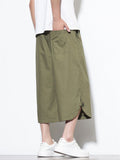 Men Summer Drawstring Wide Leg Cropped Harem Pants