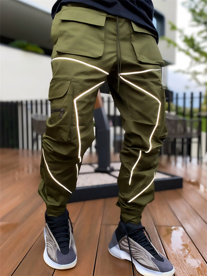 Men's Cool Streetwear Reflective Cargo Jogger Pants