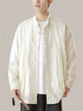 Chinese Style Men's Daffodil Jacquard Stand Collar Long Sleeve Shirts