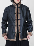 Men's Winter Warm Faux Leather Thermal Lined Tang Suit Coats