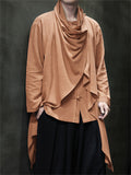 Chinese Style Linen Patchwork Pile Collar Shirts for Men