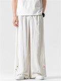 Summer Men's Comfy Solid Color Linen Wide Leg Pants