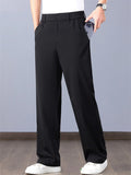 Men Ice Silk Breathable Quick Dry Zip Straight Leg Casual Pants