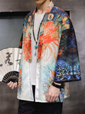 Chinese Zen Style Casual Print Long Sleeve Cardigan for Men