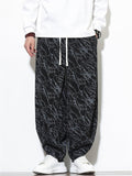 Men's Autumn Casual Texture Printed Wide Leg Carrot Cropped Pants