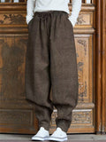 ‌Men's Chinese Zen Style Autumn Drawstring Harem Cuffed Pants