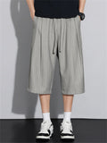 Mens Baggy Wide Leg Striped Casual Summer Capri Pants