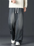 Mens Summer Tencel Baggy Wide Leg Jeans Vintage Washed Streetwear Denim