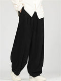 Men's Casual Cozy Solid Color Wide Leg Elastic Waist Corduroy Pants
