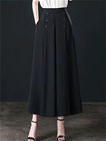 Women High Waist Wide Leg Palazzo Pants with Buttons Flowy Trousers