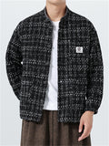Men's Autumn Vintage Chinese Style Plaid Pockets Stand Collar Tangsuit Jackets