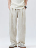 Mens Summer Comfy Linen Loose Fit Breathable Blend Wide Leg Pants