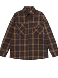 Men's Retro Coffee Plaid Long Sleeve Cargo Shirt