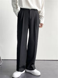 Men Old Money Style Wide Leg Pleated Drape Straight Pants