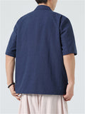 Retro Men's Solid Color Short Sleeve Suit Jacket
