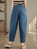 Women's Retro Distressed Wide-Leg Straight Cropped Jeans