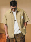 Men Summer Short Sleeve Button Down Pocket Casual Cargo Shirt