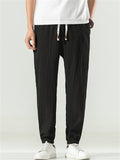 Men's Retro Texture Print Drawstring Jogger Pants