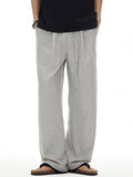 Men's Comfy Breathable Linen Blend Wide Leg Drawstring Staight Pants