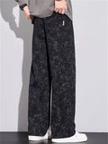 ‌Men's Loose Fit Casual Straight Leg Pants with Snowflake Dyeing and Drawstring