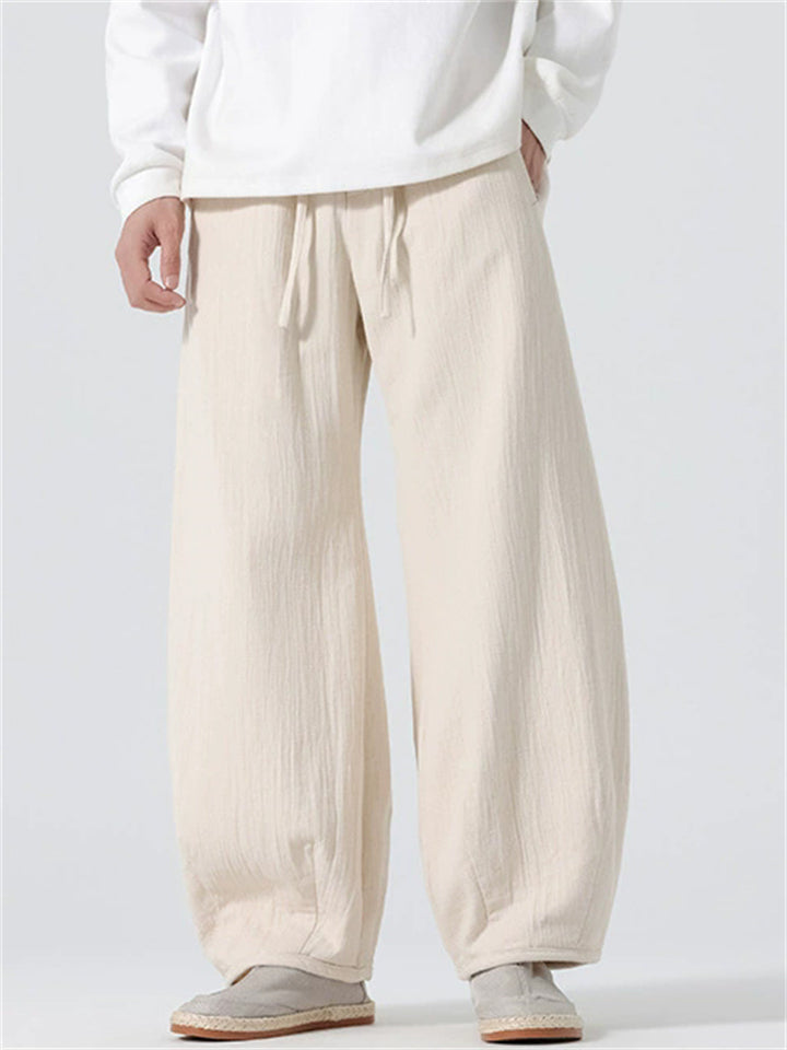 Men's Japanese Style Vintage Solid Color Texture Scimitar Pants
