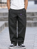Men Japanese Style Baggy Pants Loose Fit Straight Leg Trousers