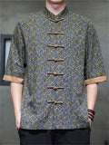 Men's Retro Chinese Style Print Tang Suit Half Sleeve Shirts