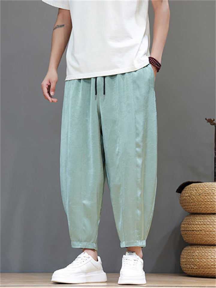 Mens Summer Baggy Loose Cropped Lightweight Yoga Harem Pants