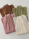 Women's Elastic Waist Solid Color Wide Leg Drape Pants