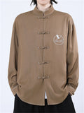 Chinese Style Solid Color Long Sleeve Shirts for Men