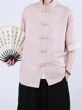 Chinese Style Contrast Color Stand Collar Tang Suit Shirts for Men