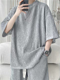 Men's Ice Silk Texture Plisse Oversized Short Sleeve Shirts