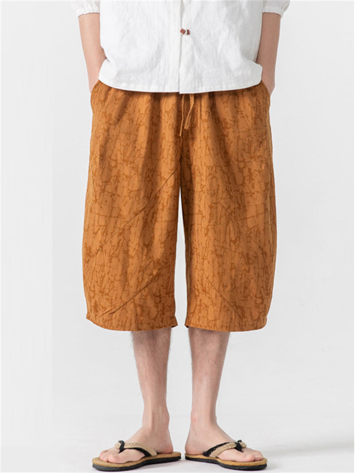 Men's Summer Casual Print Drawstring Capri Pants