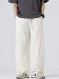 Mens Vintage Simple Loose Fit Wide Leg Baggy Pants