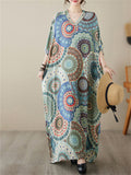 Female V-Neck Multicolor Circle Printed Beach Vacation Dress