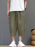 Men Striped Baggy Summer Casual Capri Pants