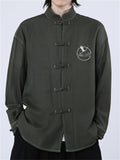 Chinese Style Solid Color Long Sleeve Shirts for Men