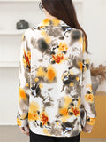 Korean Style Print Lapel Long Sleeve Shirt for Women