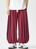 Men's Japanese Style Cotton Linen Solid Color Loose Bloomers Pants