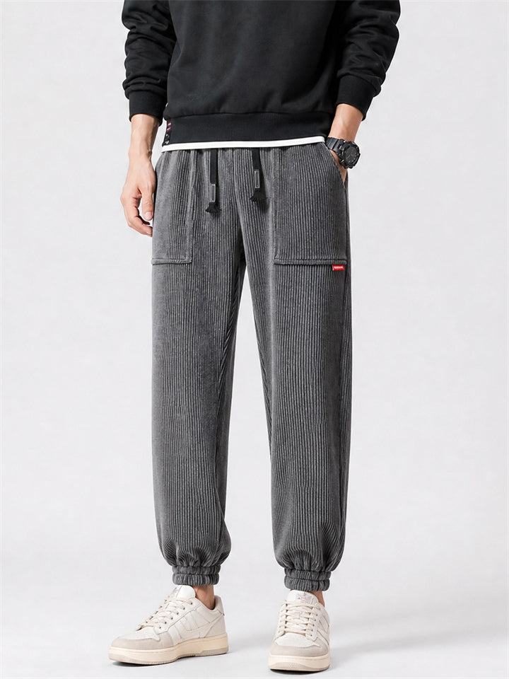 Mens Corduroy Relaxed Fit Utility Cargo Jogger Pants with Pockets