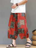 Men's Ethnic Style Contrast Color Print Beach Capri Pants
