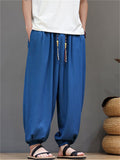 Men Summer Chinese Style Textured Baggy Harem Joggers Pants