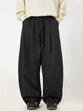 Men's Retro Solid Color Drawstring Wide Leg Scimitar Cargo Pants