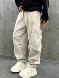 Men's Retro Winter Thick Casual Sweatpants with Multiple Pockets