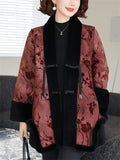 Chinese Style Winter Mink Fur Patchwork Print Coat for Women